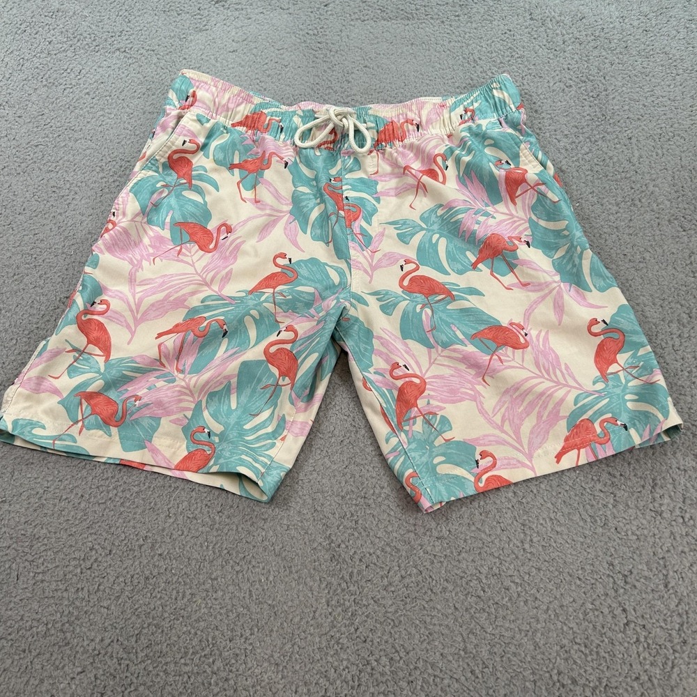 Blue Crown Shorts Mens Medium Flamingo Print Swim Trunks Tropical Beach
